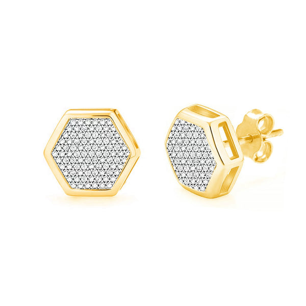 925 Sterling Silver Micro Pave CZ Geometric Shape Lightweight Italian Design Hexagon Kite Stud Earrings for Women