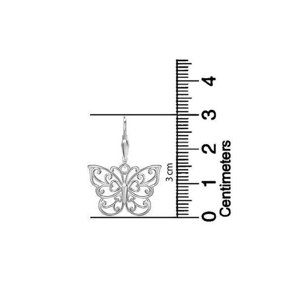 925 Sterling Silver Hypoallergenic Filigree Butterfly Leverback Drop Dangle Earrings for Women