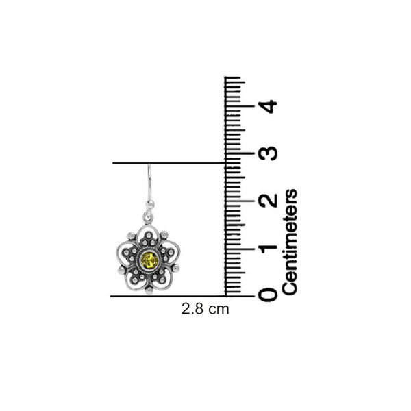 925 Sterling Silver Antique Oxidised Cubic Zirconia Dangling Italian Design Flower Drop Dangle Earrings  for Women