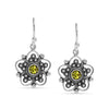 925 Sterling Silver Antique Oxidised Cubic Zirconia Dangling Italian Design Flower Drop Dangle Earrings  for Women