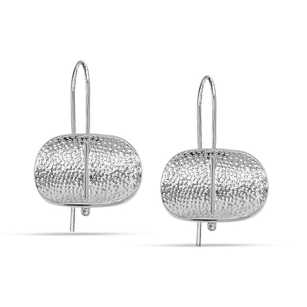 925 Sterling Silver Concave Disc Handmade Minimalism Creative Hook Drop Dangle Earrings for Women