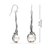 925 Sterling Silver Intertwined Pearl Twisted French Wire Long Drop Earrings for Women