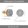 925 Sterling Silver 14K Gold-Plated Cubic Zirconia Round Screw Back Stud Earrings for Men