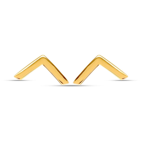 925 Sterling Silver 14K Gold Plated Open Arrow Minimalist Retro V-shaped Chevron Stud Earrings for Teens