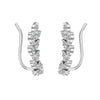 925 Sterling Silver Rhodium Plated Crystal Leaf Ear Climber Crawler Earrings for Women