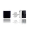 925 Steling Silver Bezel Black Onyx Stud Earrings for Men