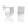 925 Sterling Silver Wave Textured Rectangular shape Stud Earrings for Women