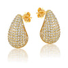 925 Sterling Silver Gold Plated & Stunning Shine Cubic Zirconia Waterdrop Stud Earrings for Women