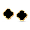 925 Sterling Silver 14K Gold-Plated Black Mother of Pearl Clover Stud Earrings for Women