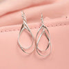 925 Sterling Silver Teardrop Double Elongated Oval Twist French Wire Long Linear Statement Drop Dangle Earrings for Women