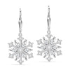 925 Sterling Silve Cubic Zircon Snowflake Leverback Drop Dangle Earrings for Women