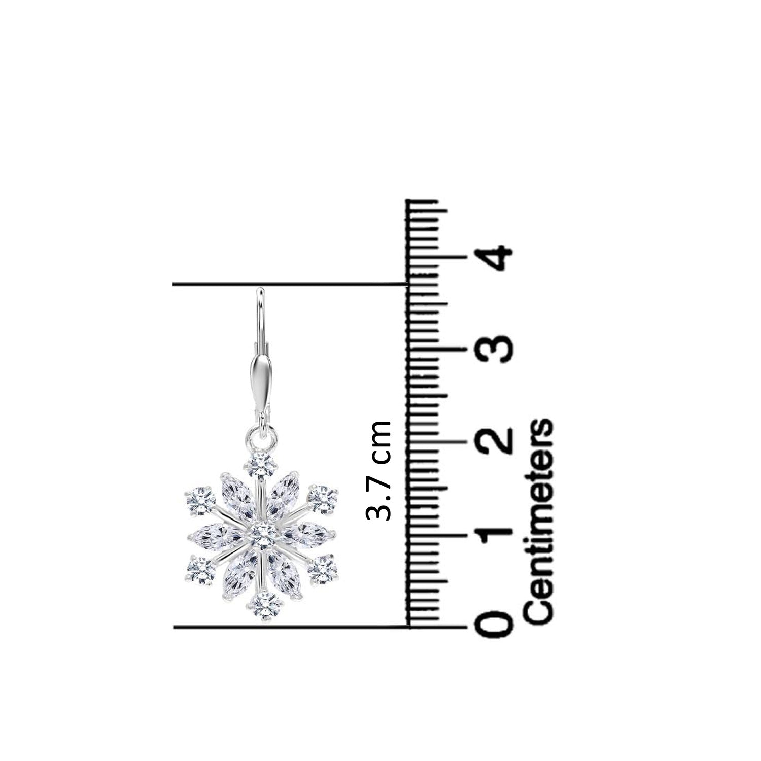 925 Sterling Silve Cubic Zircon Snowflake Leverback Drop Dangle Earrings for Women