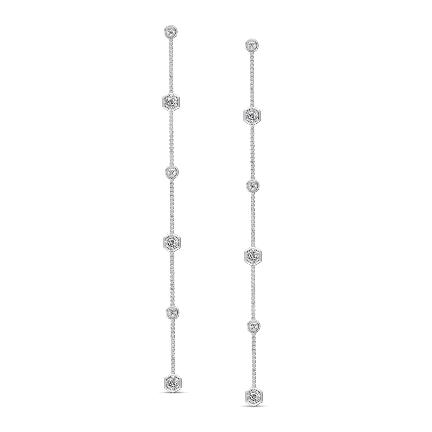 925 Sterling Silver Designer Cz Chain Dangler Earrings for Women and Girls