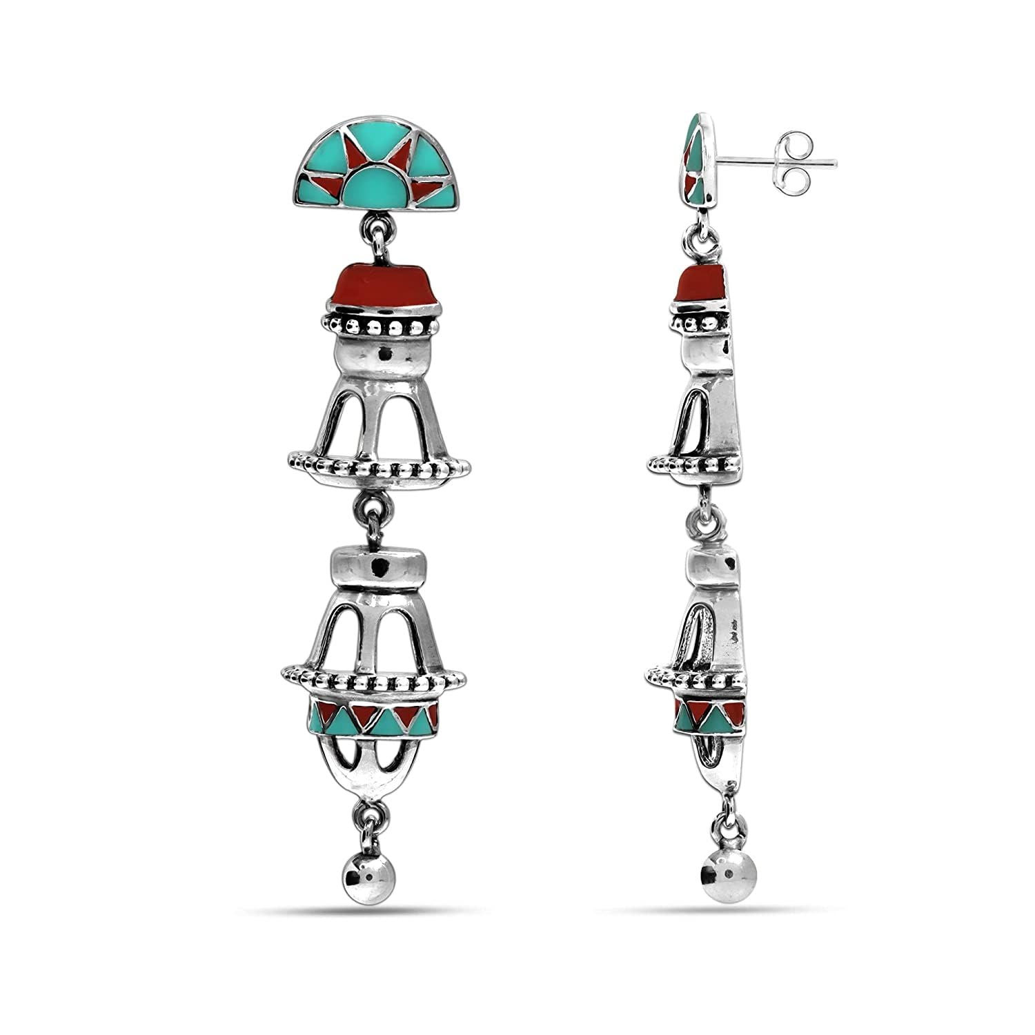 925 Sterling Silver Oxidized Enamel Dangler Earrings for Women and Girls