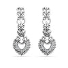 925 Sterling Silver Oxidized Ethenic Zircon Studded Floral Dangler Earrings for Women and Girls