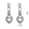 925 Sterling Silver Oxidized Ethenic Zircon Studded Floral Dangler Earrings for Women and Girls