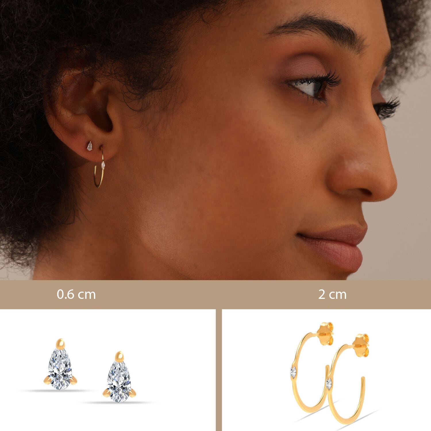 925 Sterling Silver 14K Gold Plated CZ Stud and Hoop Earrings for Women Set of 2 Pairs