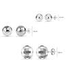 925 Sterling Silver Light Weight Round Small Ball Stud Earrings for Women Set of 3 Pairs