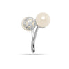 925 Sterling Silver Double Pearl Heart Design Finger Rings for Women
