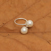 925 Sterling Silver Double Pearl Heart Design Finger Rings for Women