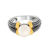 925 Sterling Silver 14K Gold Plated Pearl Bead Design Finger Ring for Women