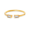 925 Sterling Silver 14K Gold Plated Infinite Elements Baguette Open Band Rectangular Zirconia Adjustable Open Ring for Women