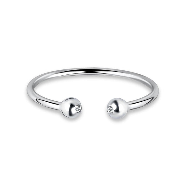 925 Sterling Silver Adjustable Tiny Balls Knuckle Stacking Beautiful Double Ball Bead Open Circle Finger Rings for Women Teen