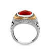 925 Sterling Silver Antique Two Tone Garnet Stone Ring for Men and Boys