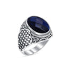 925 Sterling Silver Oval Blue Sapphire Ring For Men