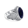 925 Sterling Silver Oval Blue Sapphire Ring For Men