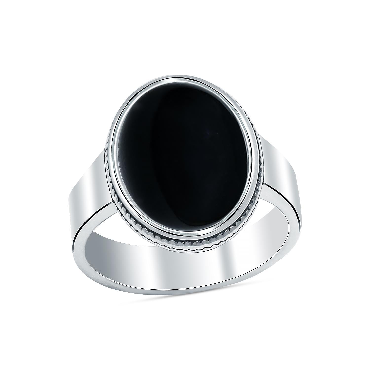 925 Sterling Silver Black Onyx Signet Ring for Men