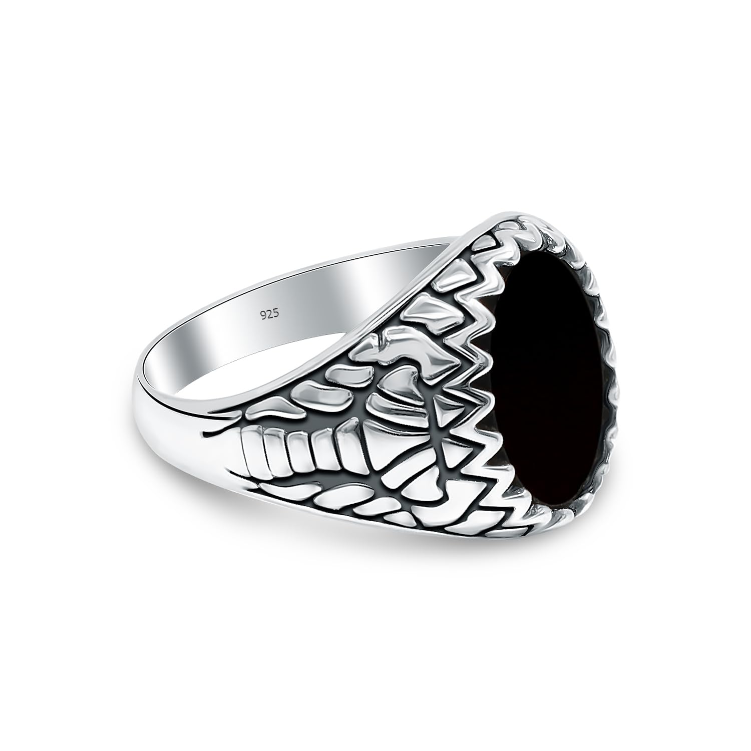 925 Sterling Silver Black Onyx Stone Ring for Men