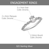 925 Sterling Silver CZ Oval-Cut Engagement Promise Her Eternity Rings for Women