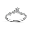 925 Sterling Silver Chevron Wave Three Star Zirconia Band Ring for Women