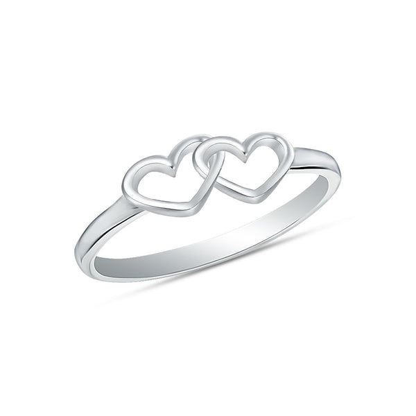 925 Sterling Silver Open Love Knot Stackable Interlocking Double Heart Ring for Women