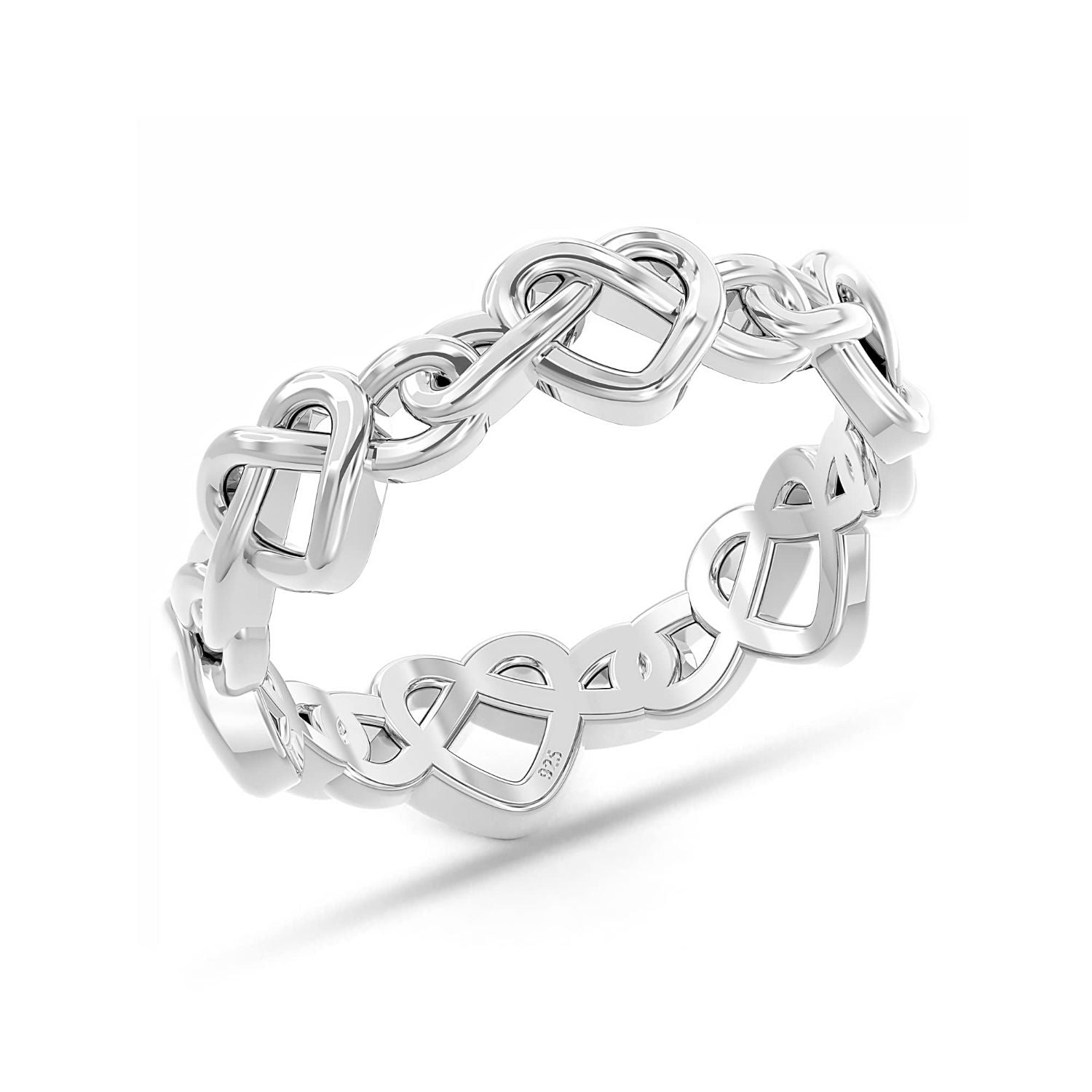 925 Sterling Silver Heart Knot Finger Ring for Teen Women