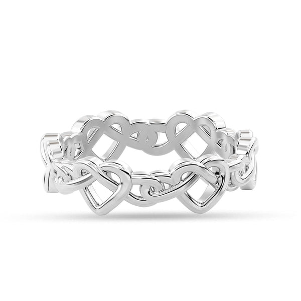 925 Sterling Silver Heart Knot Finger Ring for Teen Women