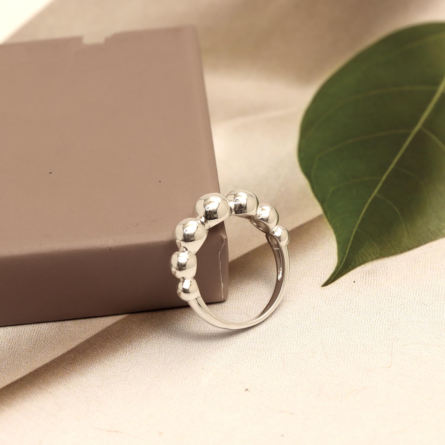 925 Sterling Silver Wedding Bead Band Ring for Women