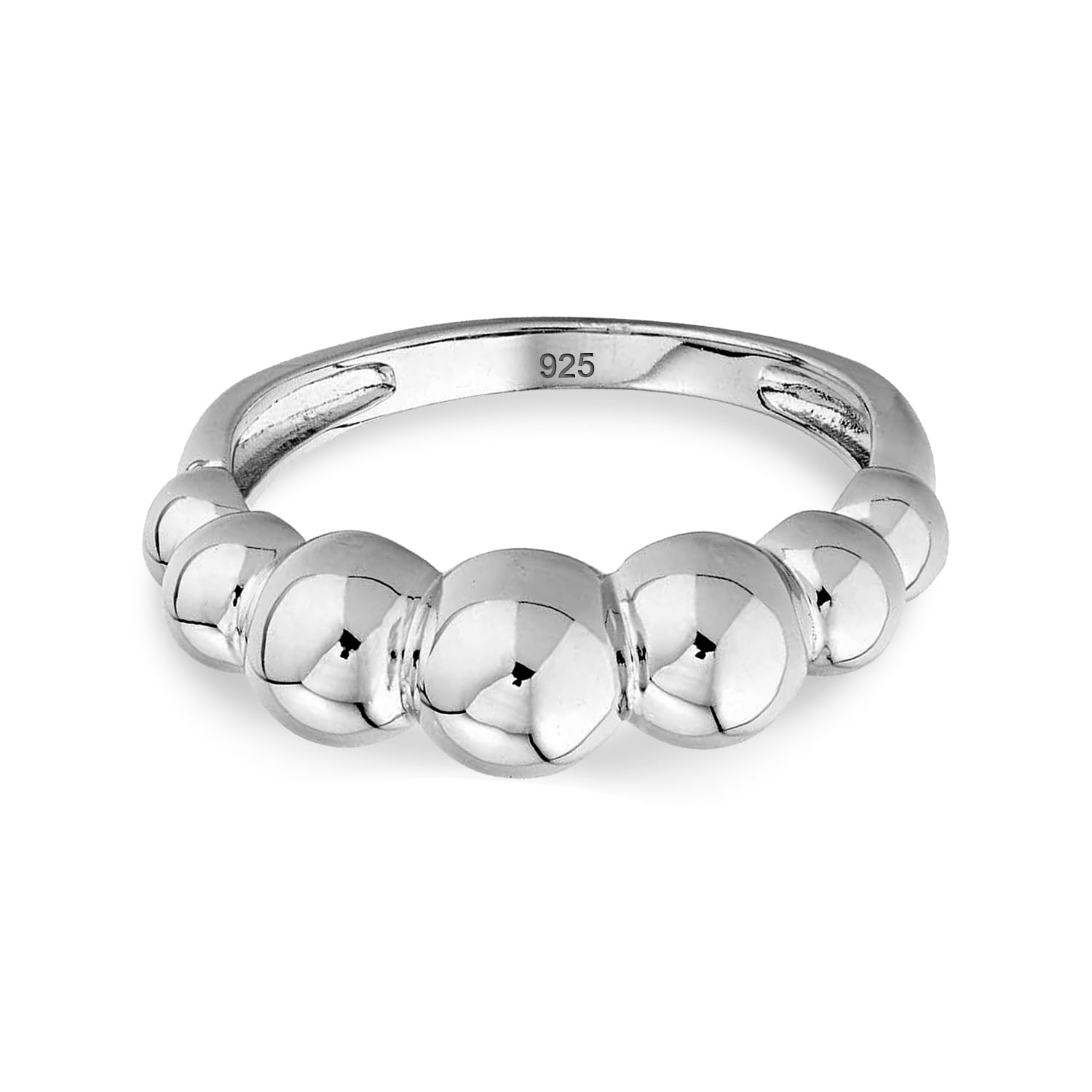 925 Sterling Silver Wedding Bead Band Ring for Women