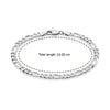 925 Sterling Silver Italian Diamond-Cut Figaro Link Chain Bracelet for Men and Women 4mm