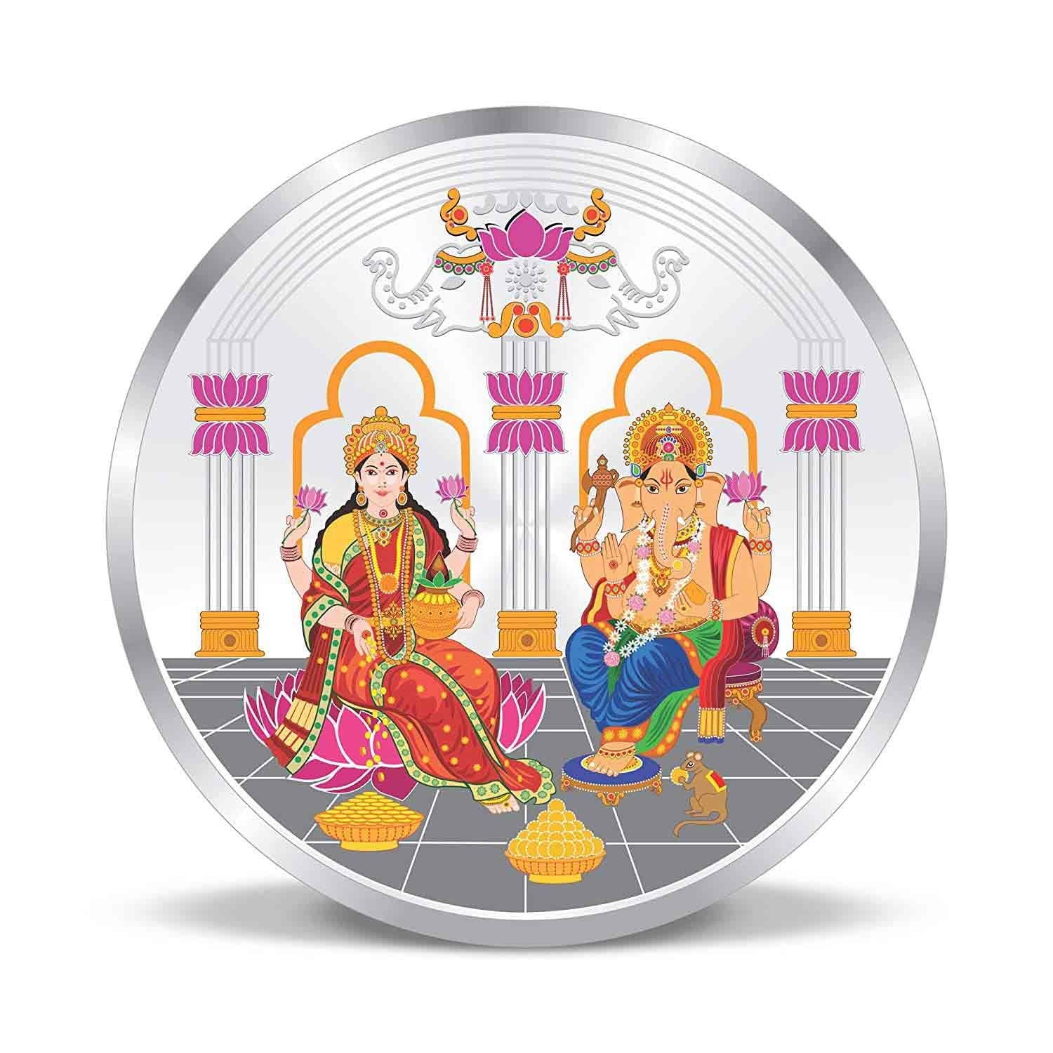 BIS Hallmarked Maa Laxmi and Ganesh 999 Pure Silver Coin