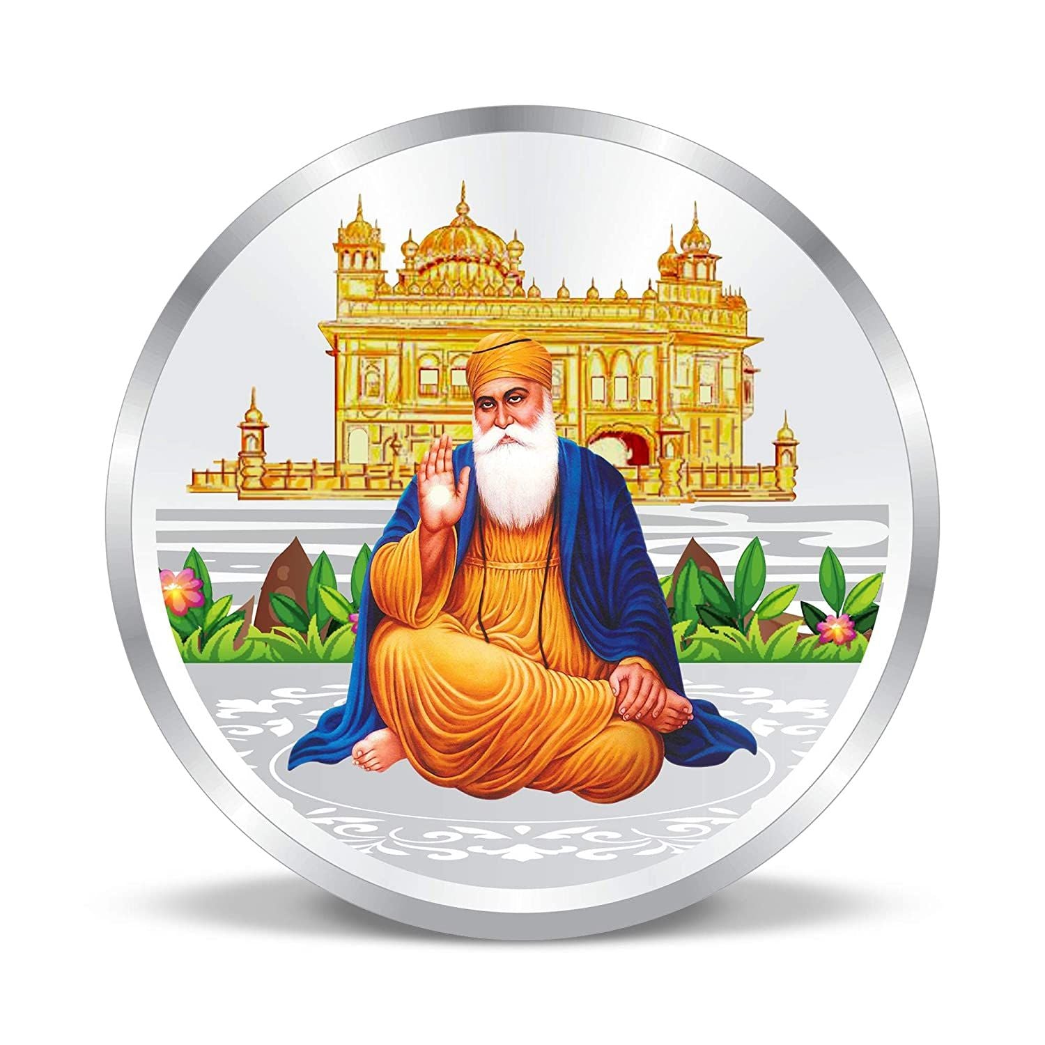 BIS Hallmarked Shree Gurunanak Dev Ji 999 Pure Silver Coin