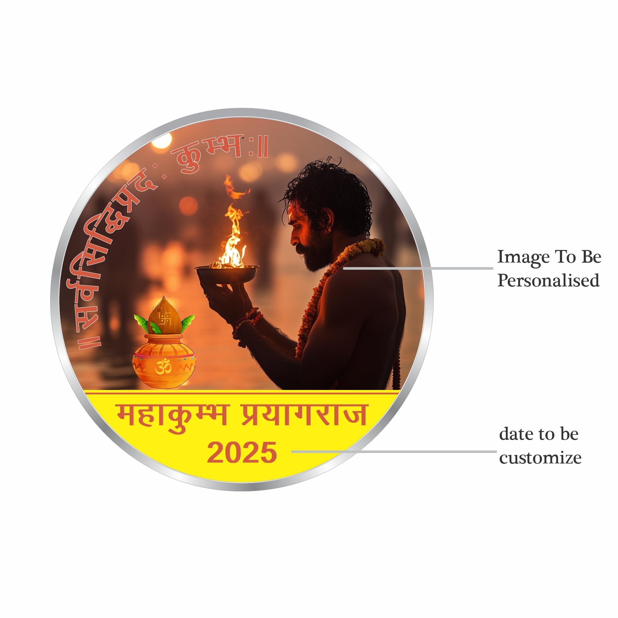 BIS Hallmarked Personalised Maha Kumbh Silver Coin 999 Pure