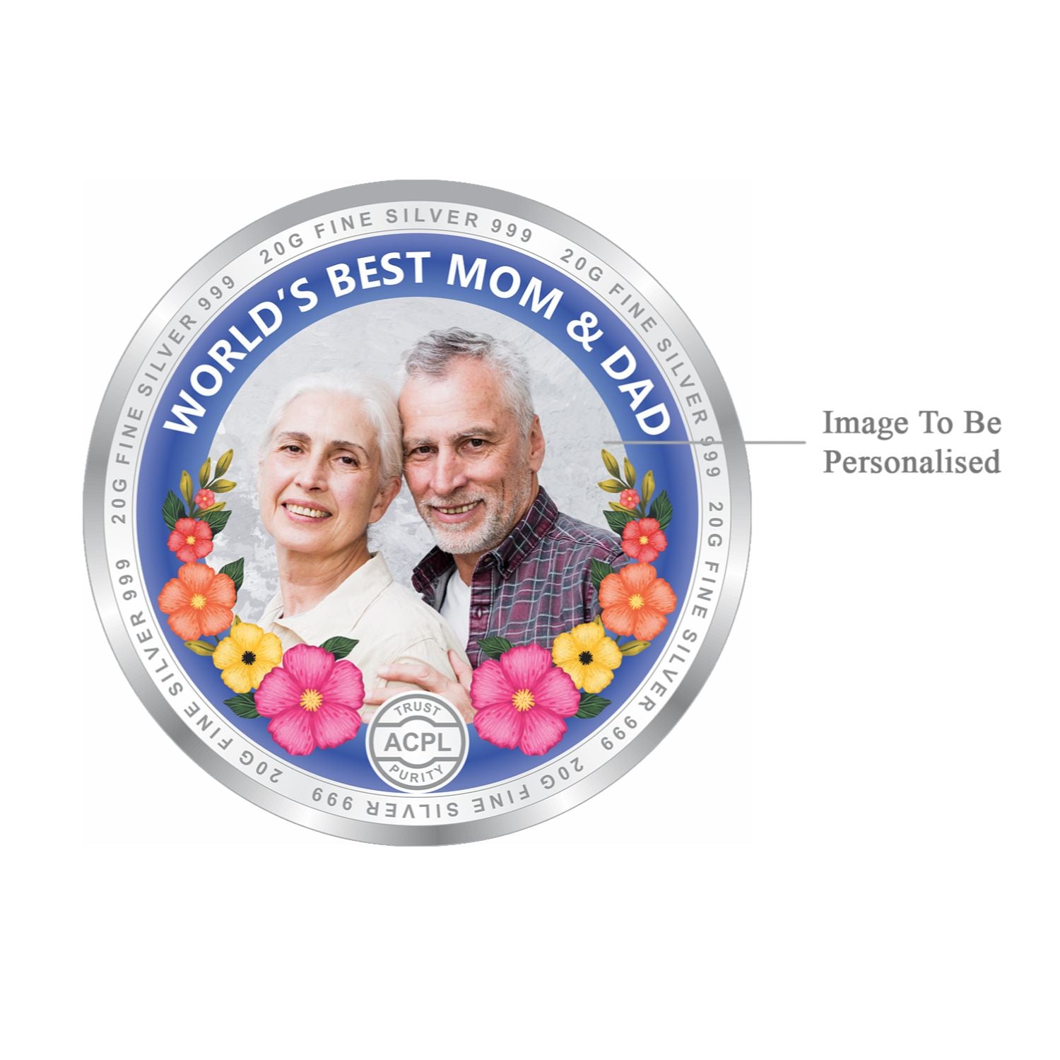 BIS Hallmarked Personalised Mom and Dad Best Gift Silver Coin 999 Pure