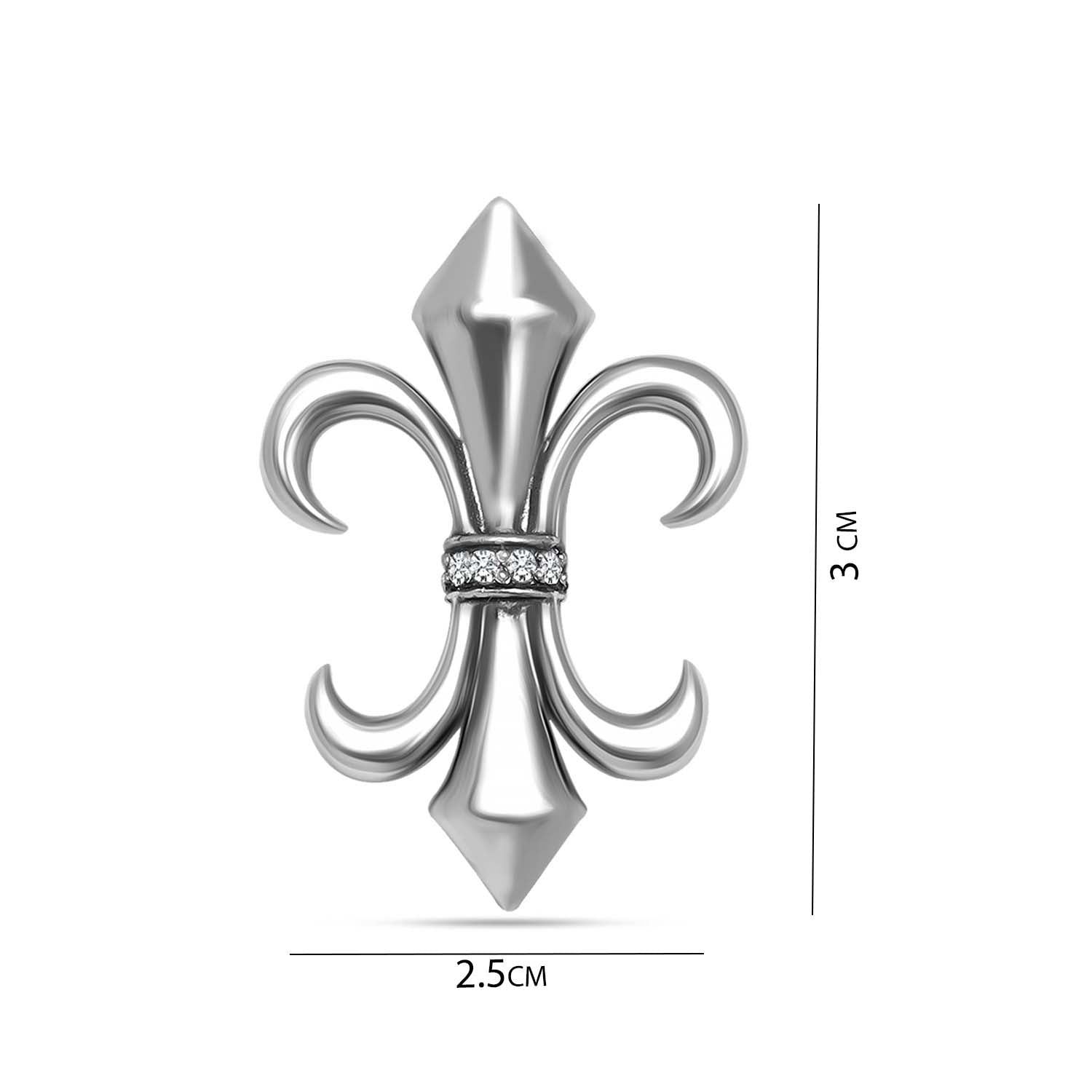 925 Sterling Silver Antique fleur de lis Shape Designer Cz Brooch Lapel Pin for Men and Boys