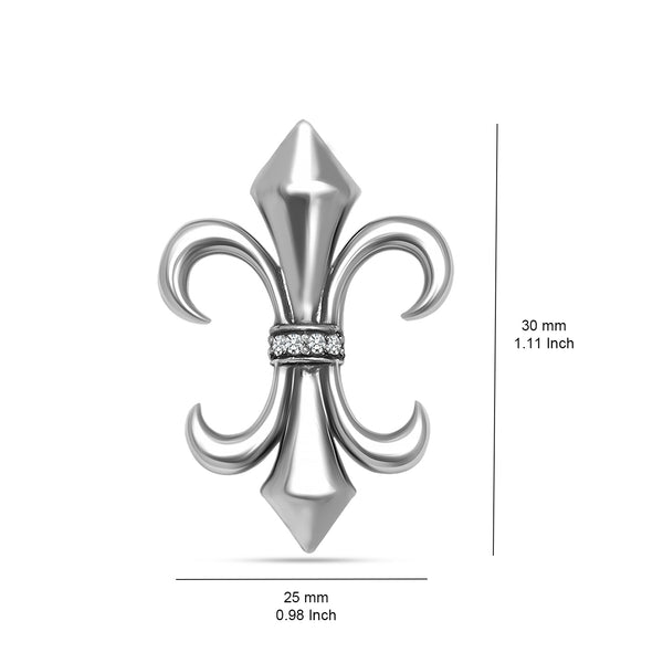 925 Sterling Silver Antique fleur de lis Shape Designer Cz Brooch Lapel Pin for Men and Boys