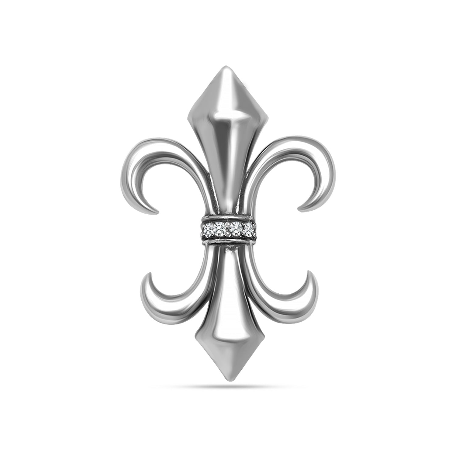 925 Sterling Silver Antique fleur de lis Shape Designer Cz Brooch Lapel Pin for Men and Boys