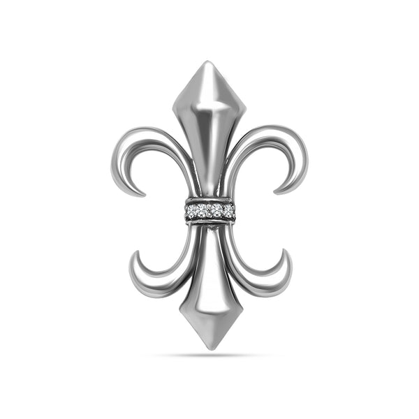 925 Sterling Silver Antique fleur de lis Shape Designer Cz Brooch Lapel Pin for Men and Boys