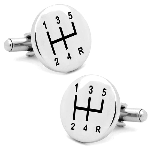 925 Sterling Silver Gear Shifter Cufflinks for Men