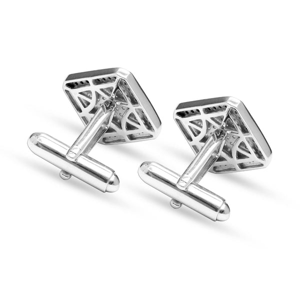 925 Sterling Silver Cubic-Zirconia Square Wedding Cufflinks for Dad Father Grand-Father for Men